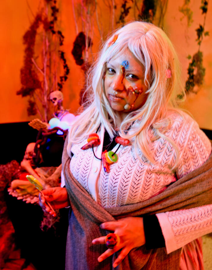 Candy witch from twisted fairy tale dinner at UNC