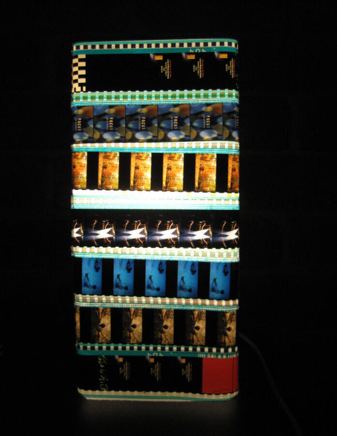 Film reel lamp / at Rialto Theatre in Raleigh, NC